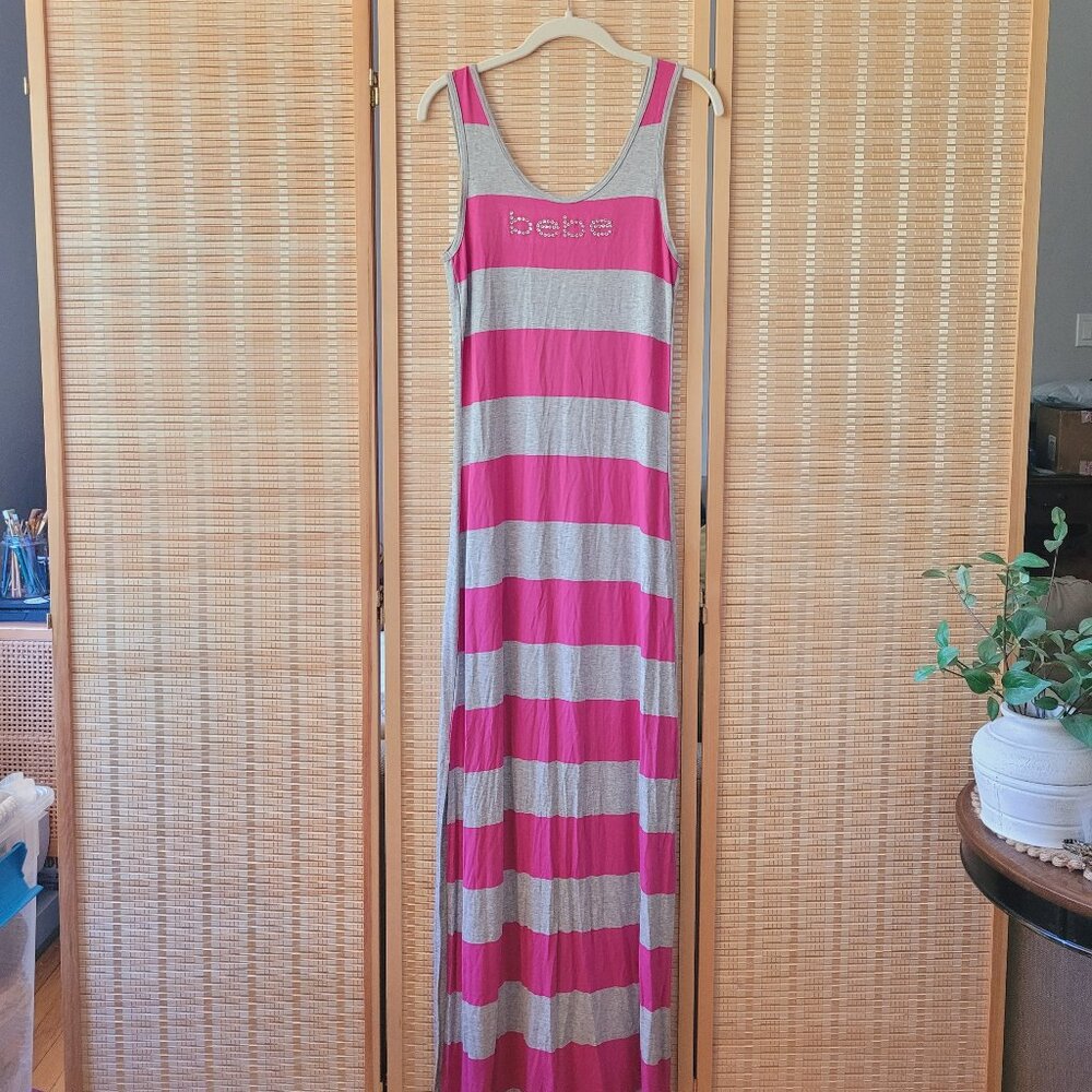 BEBE Stripped Pink Maxi Dress